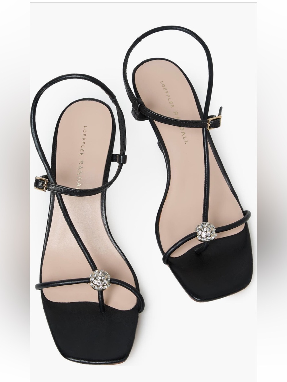 Loeffler Randall Triana Slingback Black Strappy Crystal-Embellished size 9